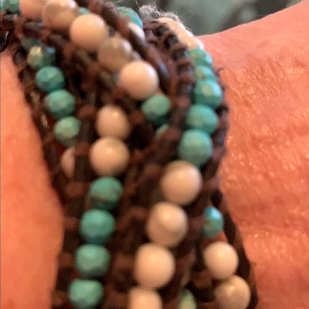 Turquoise Chan Luu style leather wrap bracelet
